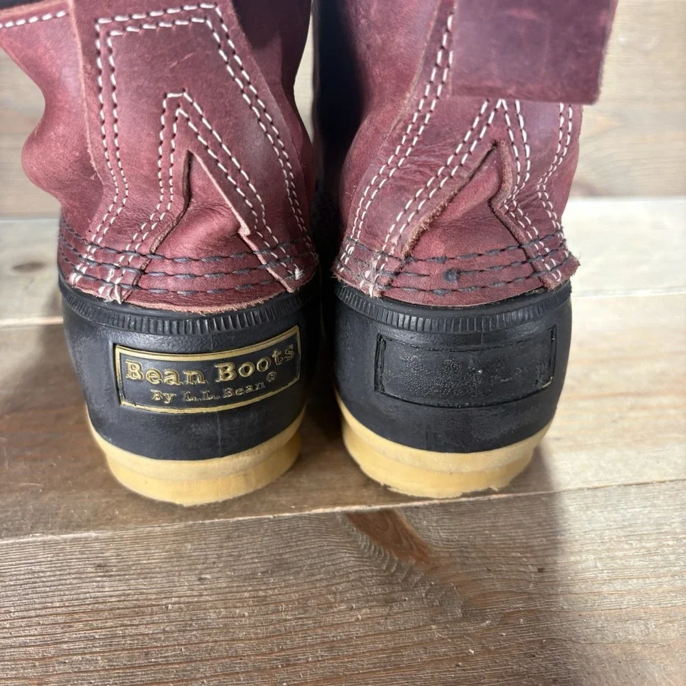 ll bean duck boots womens size 8 shoes red leather waterproof hunting rain